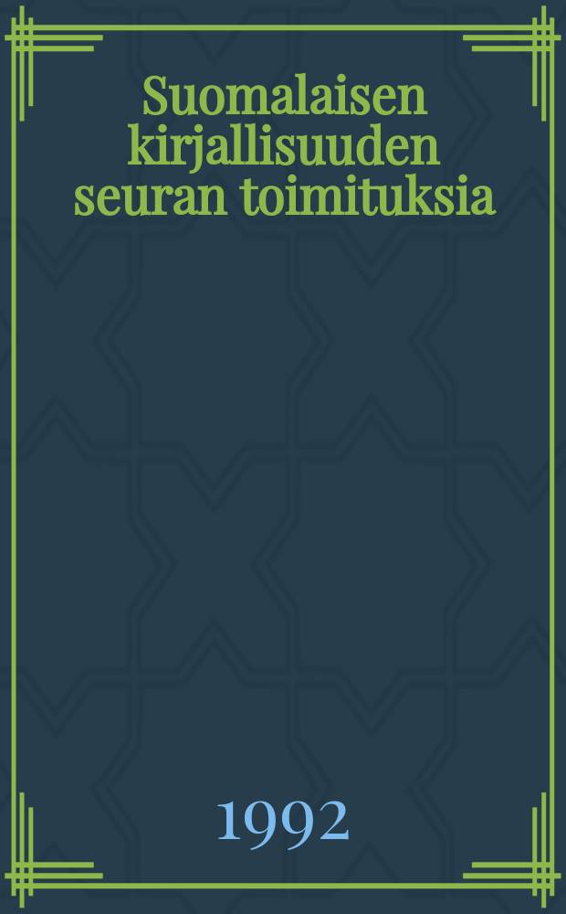 Suomalaisen kirjallisuuden seuran toimituksia : Valokuvan taide = Фотоискусство