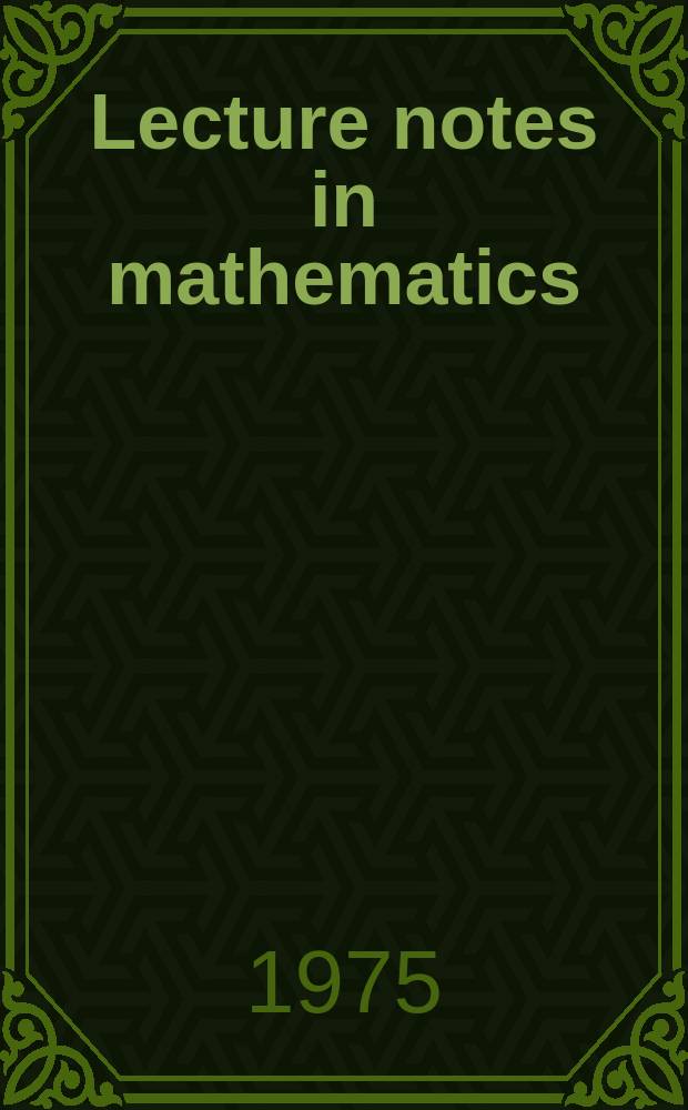 Lecture notes in mathematics : An informal series of special lectures, seminars and reports on mathematical topics : The geometry of metric and linear spaces