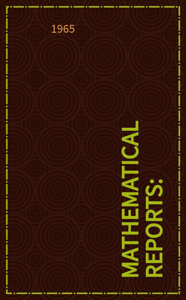 Mathematical reports : (Form. Studii şi cercetăn matematice). T.17, №6