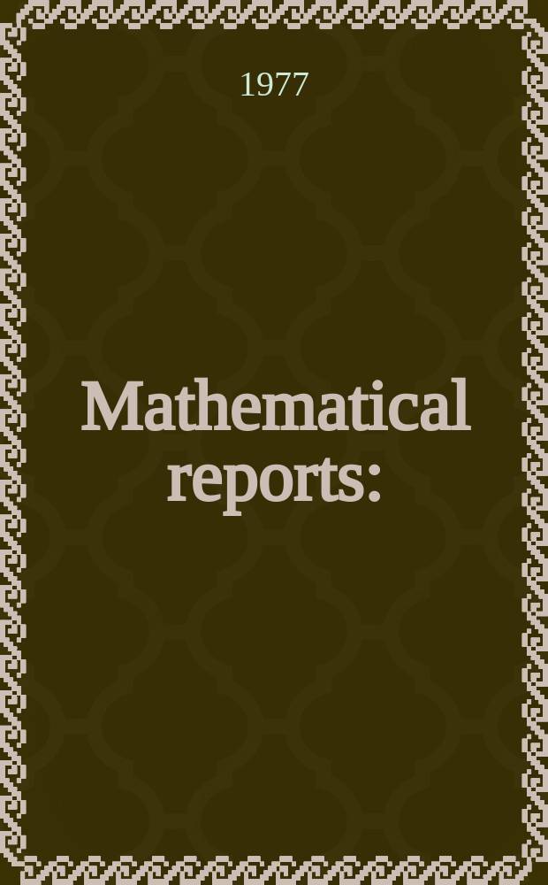 Mathematical reports : (Form. Studii şi cercetăn matematice). T.29, №2