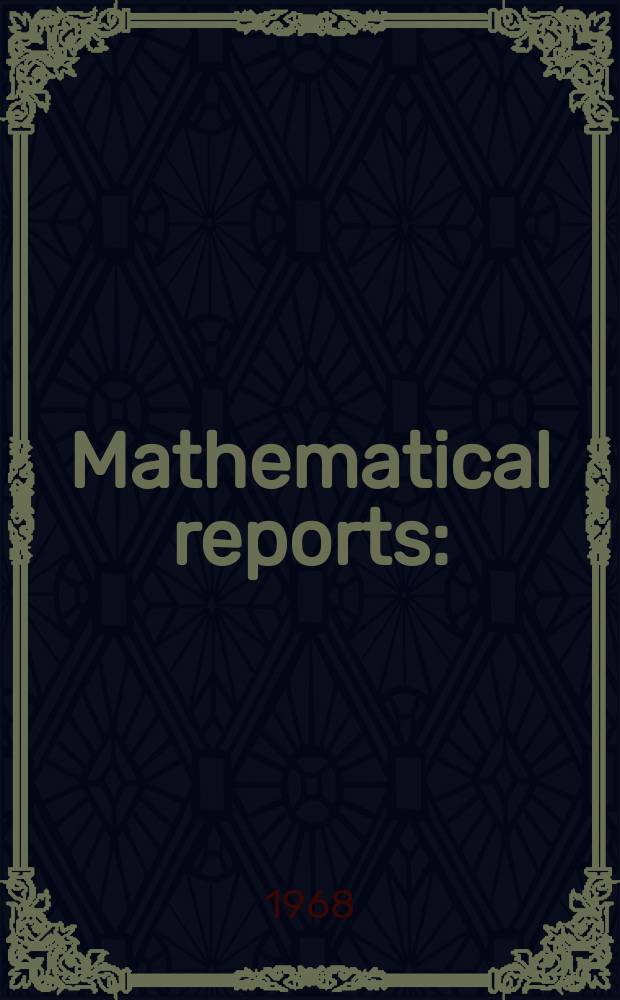 Mathematical reports : (Form. Studii şi cercetăn matematice). T.20, №8
