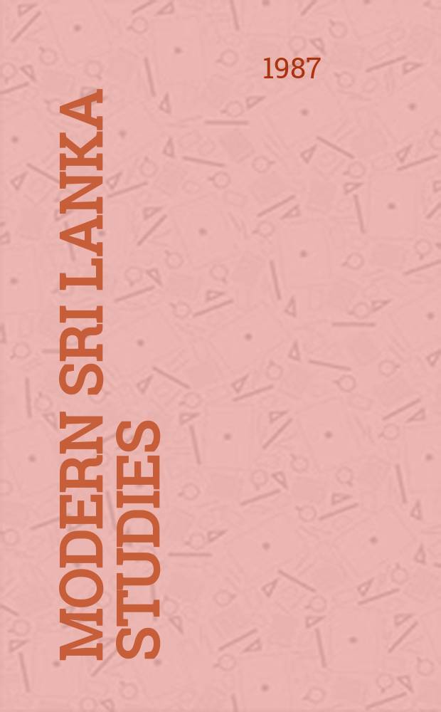 Modern Sri Lanka studies : Publ. by the Univ. of Peradeniya. Vol.2, №1/2