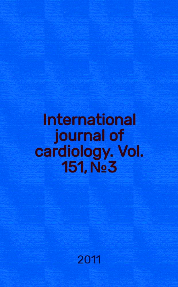 International journal of cardiology. Vol. 151, № 3
