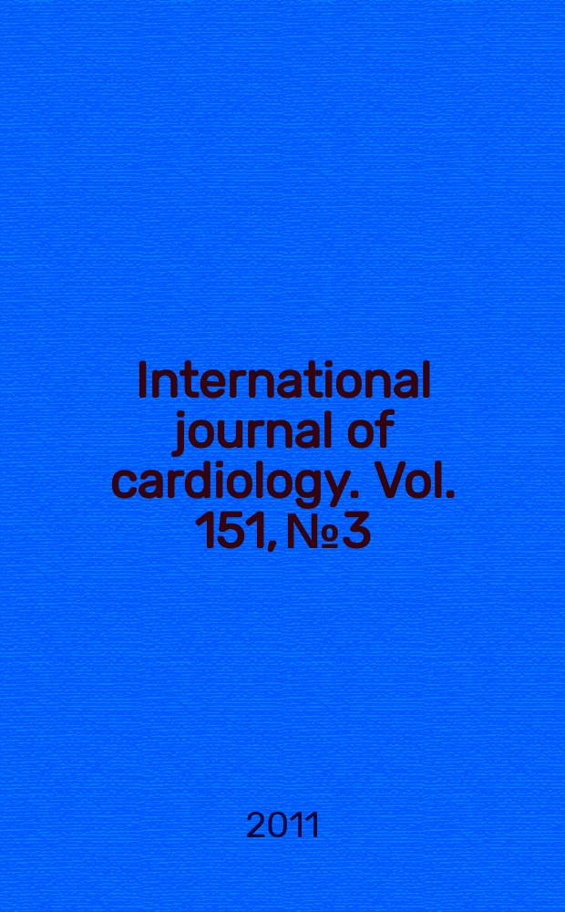 International journal of cardiology. Vol. 151, № 3