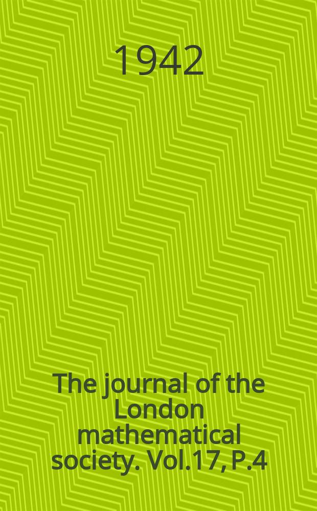 The journal of the London mathematical society. Vol.17, P.4(68)