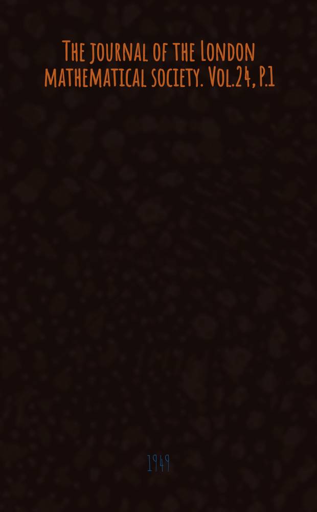 The journal of the London mathematical society. Vol.24, P.1(93)