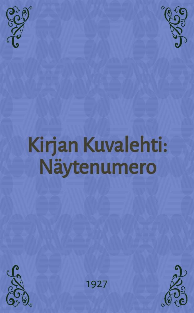 Kirjan Kuvalehti : Näytenumero