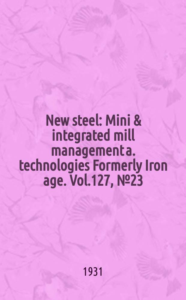 New steel : Mini & integrated mill management a. technologies [Formerly] Iron age. Vol.127, №23