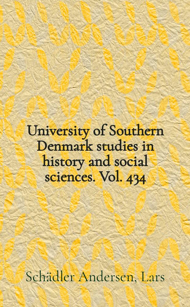 University of Southern Denmark studies in history and social sciences. Vol. 434 : Dansk velfœrdshistorie = Социальная история Дании: Социальное государство в процессе становления, 1933-1956