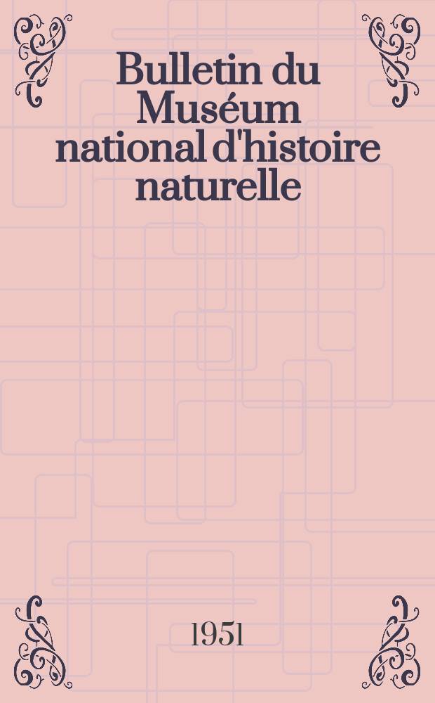 Bulletin du Muséum national d'histoire naturelle : Réunion des naturalistes du muséum. T.23, №2