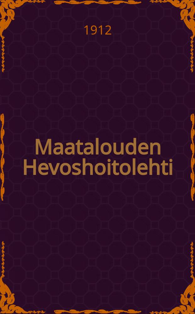 Maatalouden Hevoshoitolehti