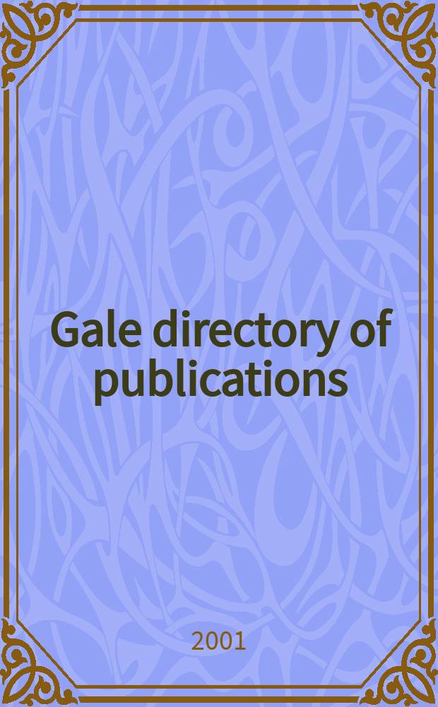 Gale directory of publications : (Form. Ayer directory of publications) An annu guide to newspapers, mag., journals a. related publ. Ed. 135 2001, vol. 3 : U.S. and Canada. Broadcast networks and news and feature syndicates. Indexes and tables