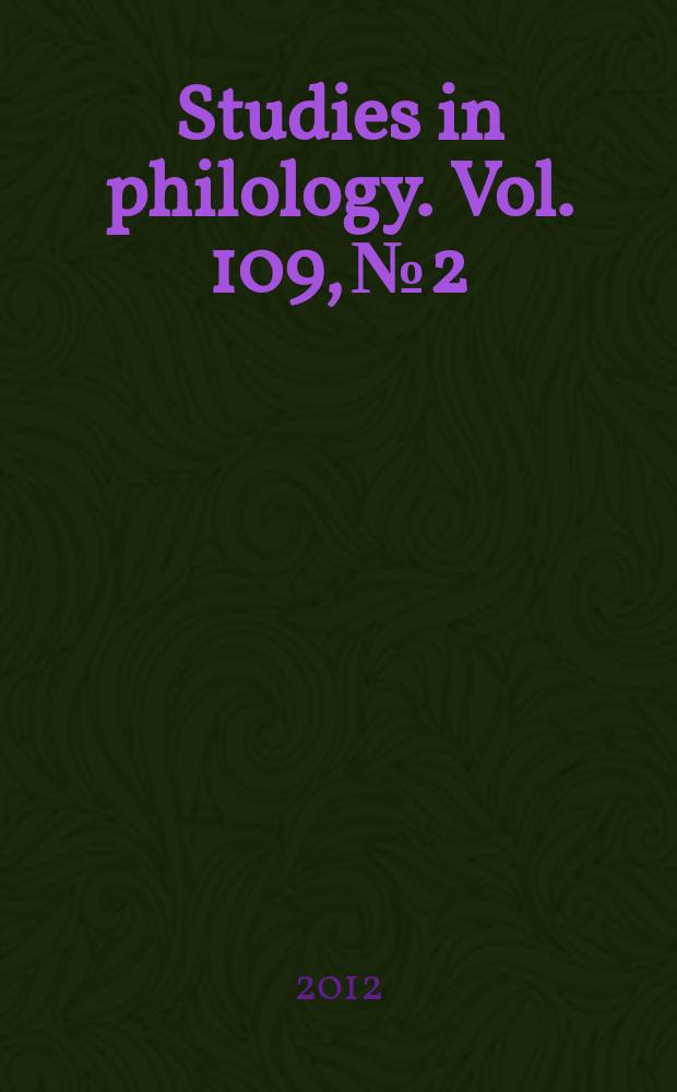 Studies in philology. Vol. 109, № 2 : Spenser allusions in the sixteenth and seventeeth centuries = Аллюзии Спенсера