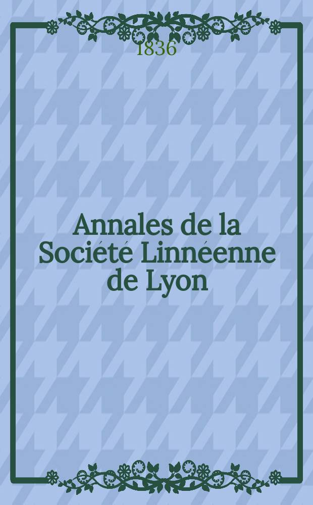 Annales de la Société Linnéenne de Lyon