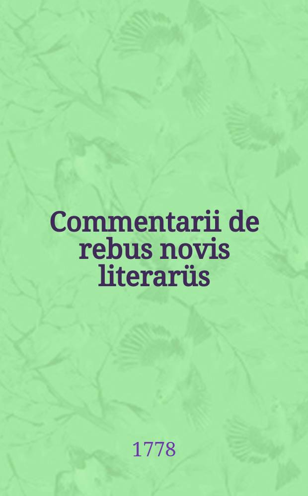 Commentarii de rebus novis literarüs