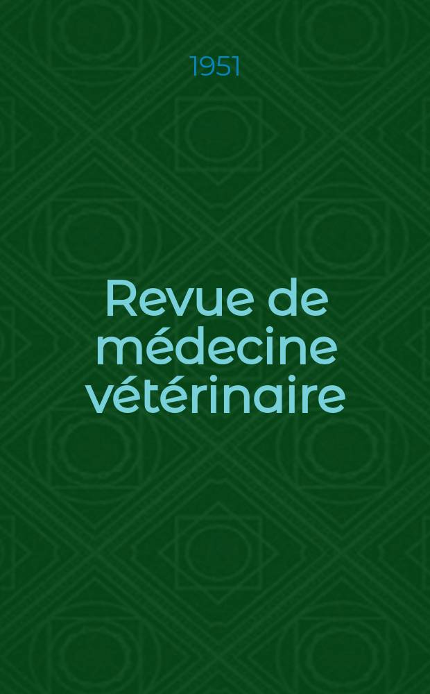 Revue de médecine vétérinaire : Organ mensuel des Écoles nationales vétérinaires de lyon et de Toulouse. T.14, Novembre