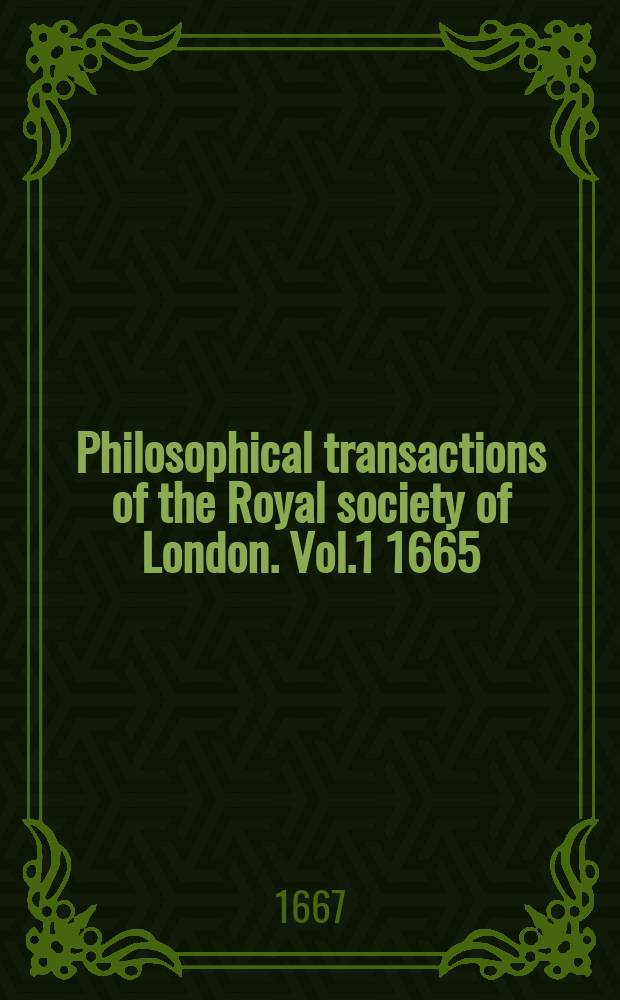 Philosophical transactions of the Royal society of London. Vol.1 1665/1666, №22