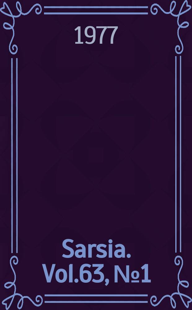 Sarsia. Vol.63, №1