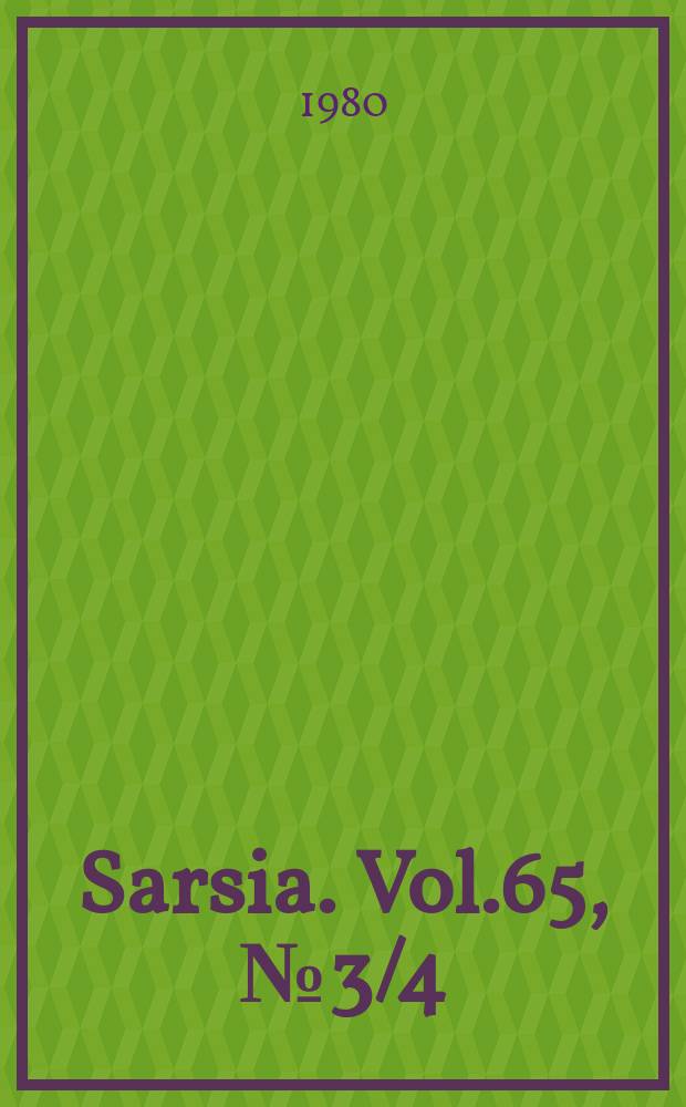 Sarsia. Vol.65, №3/4