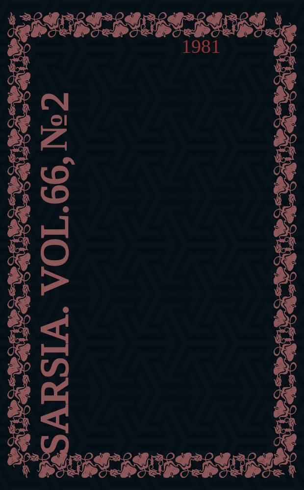 Sarsia. Vol.66, №2