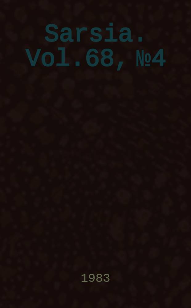 Sarsia. Vol.68, №4