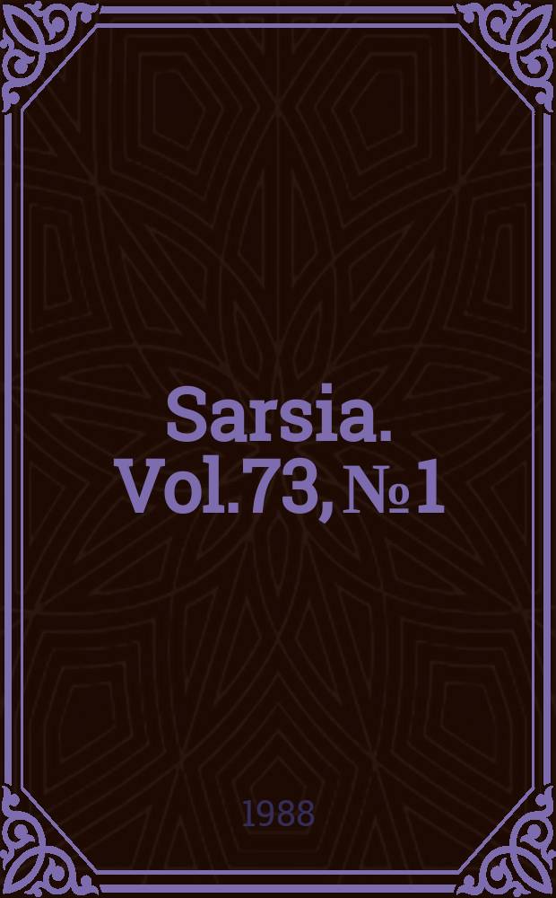 Sarsia. Vol.73, №1