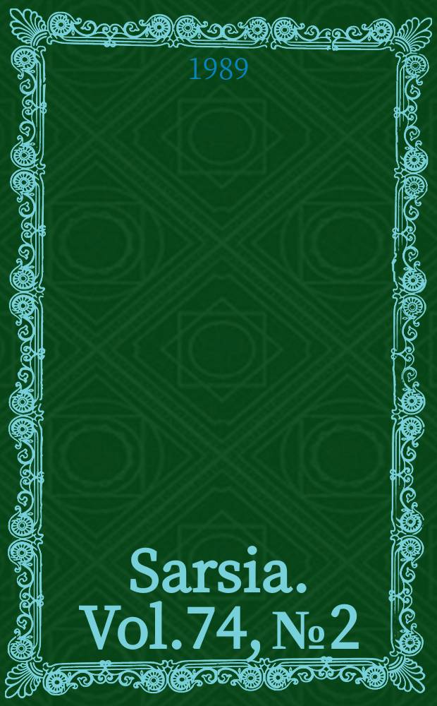 Sarsia. Vol.74, №2