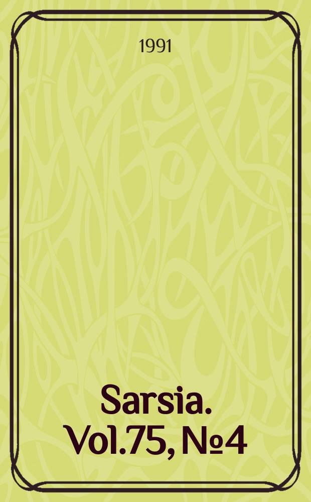 Sarsia. Vol.75, №4
