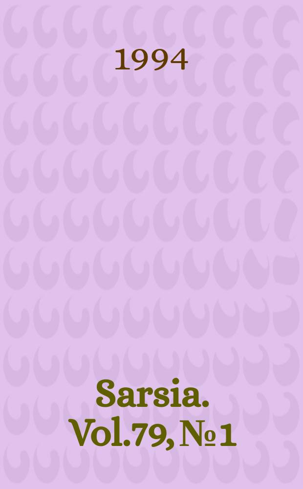 Sarsia. Vol.79, №1