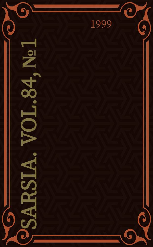 Sarsia. Vol.84, №1