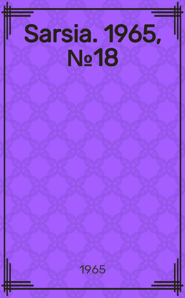 Sarsia. 1965, №18