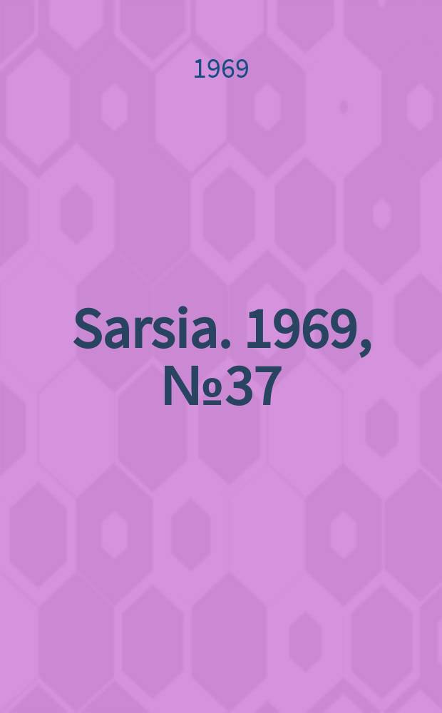 Sarsia. 1969, №37