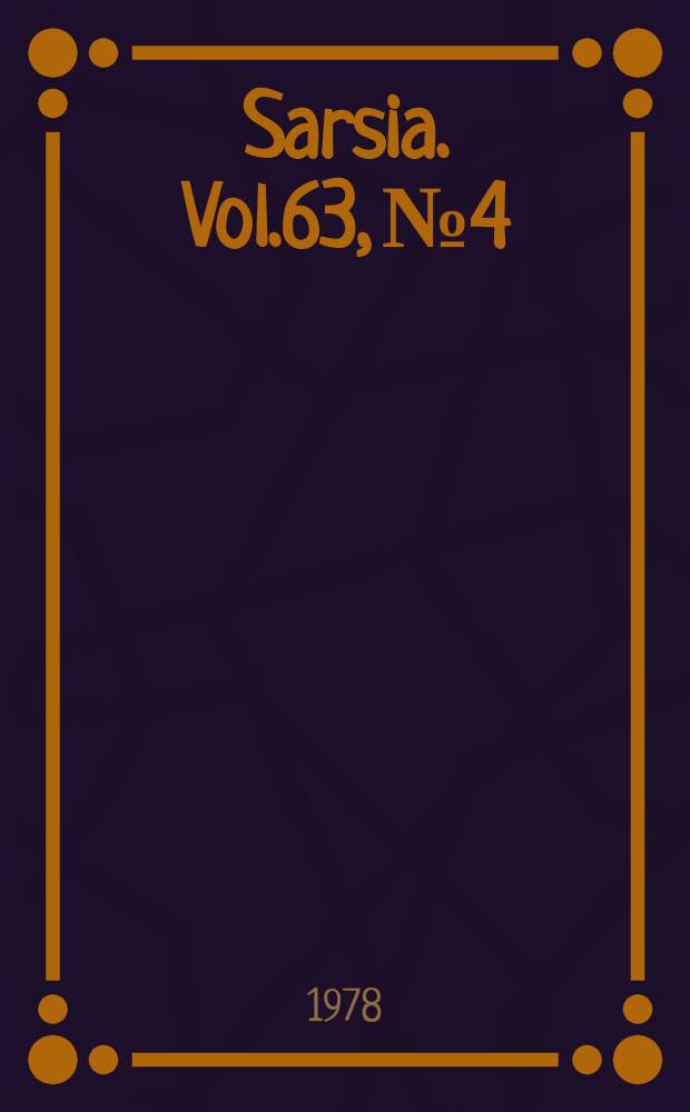 Sarsia. Vol.63, №4