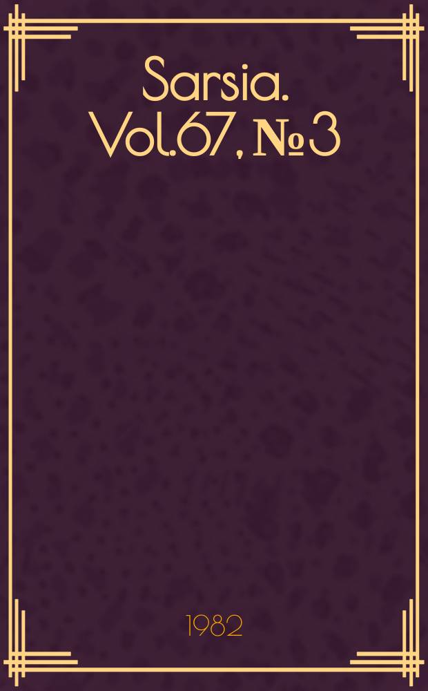 Sarsia. Vol.67, №3