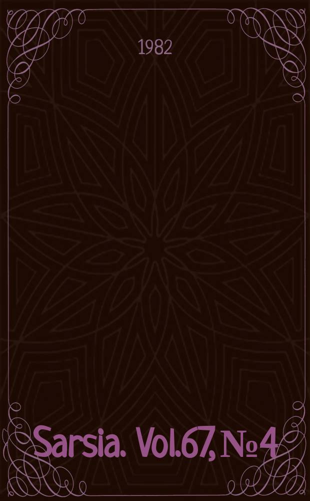 Sarsia. Vol.67, №4