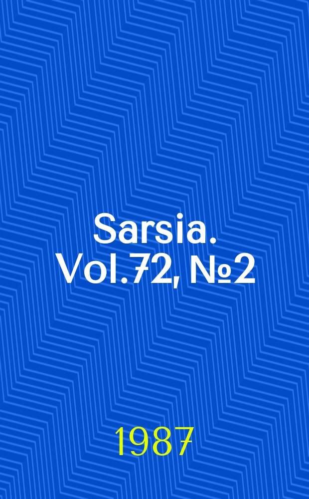 Sarsia. Vol.72, №2