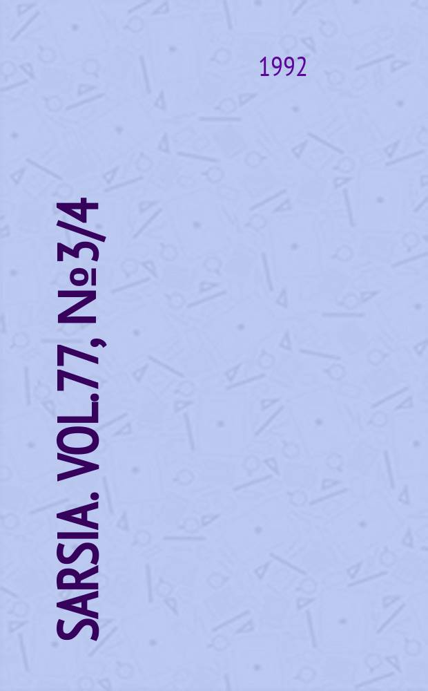 Sarsia. Vol.77, №3/4