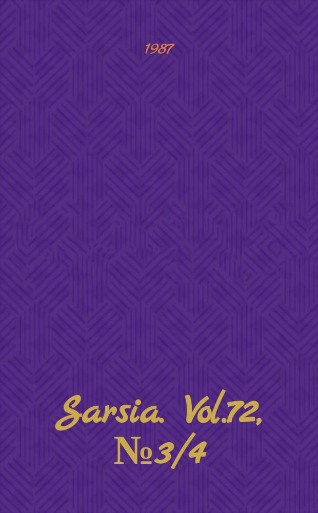Sarsia. Vol.72, №3/4