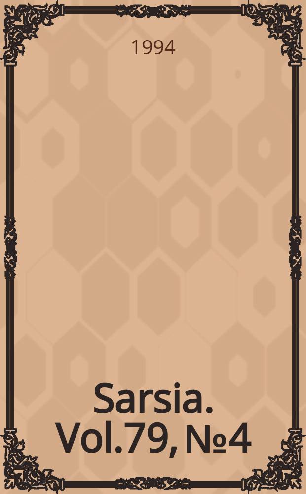 Sarsia. Vol.79, №4