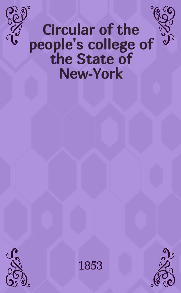 Circular of the people's college of the State of New-York