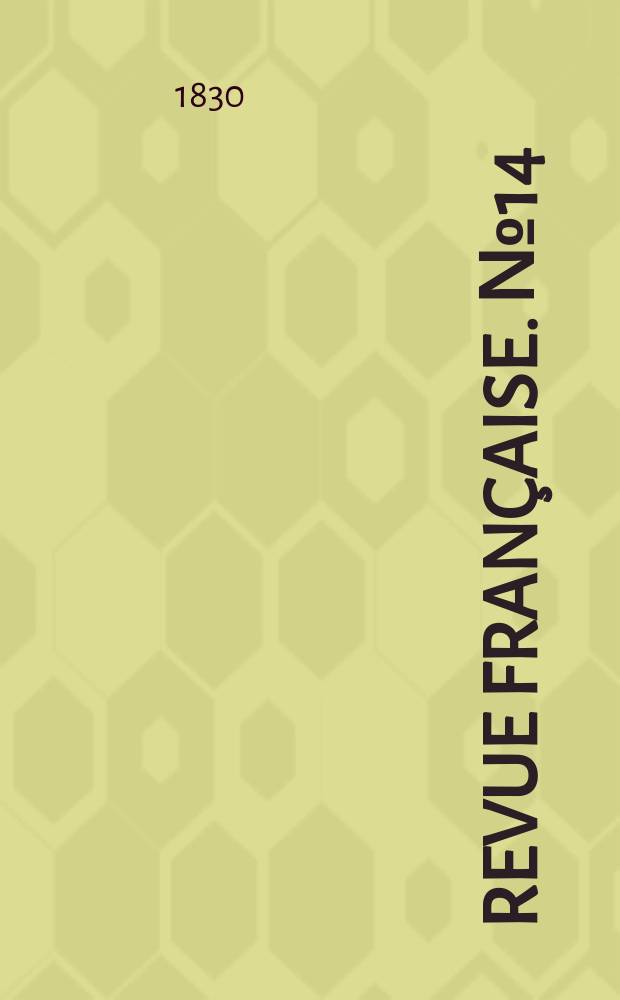 Revue française. №14