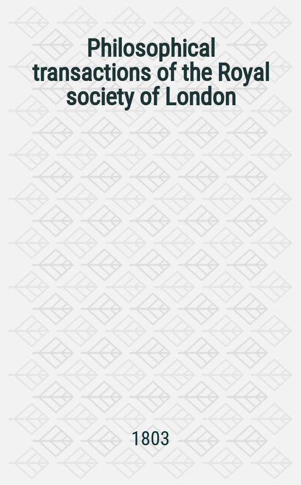Philosophical transactions of the Royal society of London