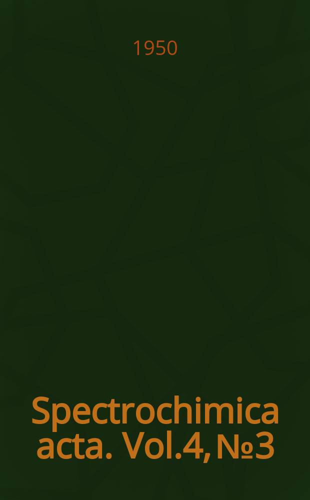 Spectrochimica acta. Vol.4, №3