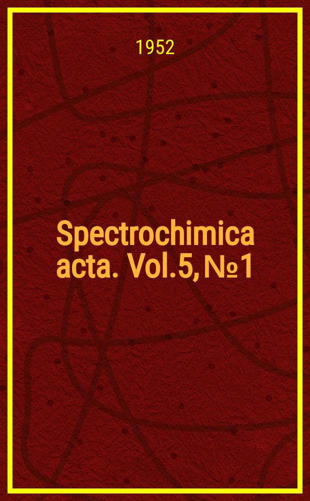 Spectrochimica acta. Vol.5, №1/2