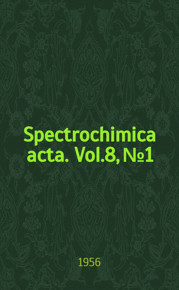 Spectrochimica acta. Vol.8, №1