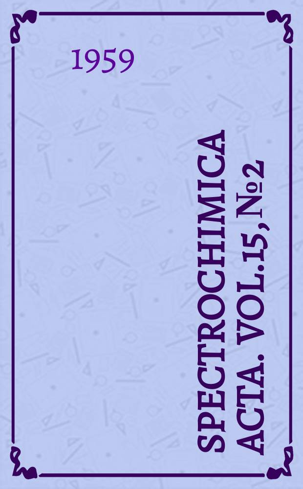 Spectrochimica acta. Vol.15, №2