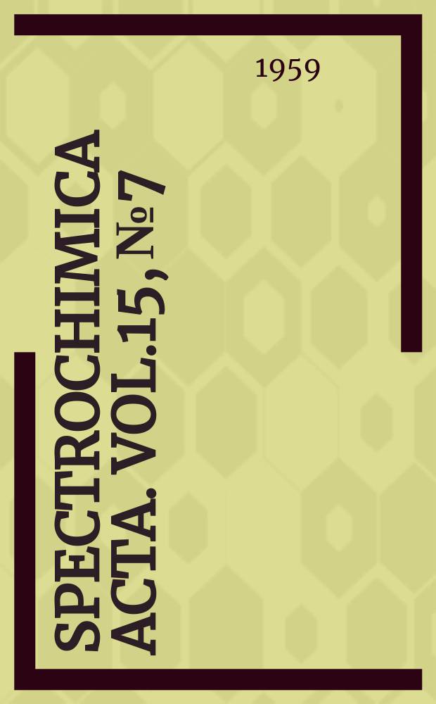 Spectrochimica acta. Vol.15, №7