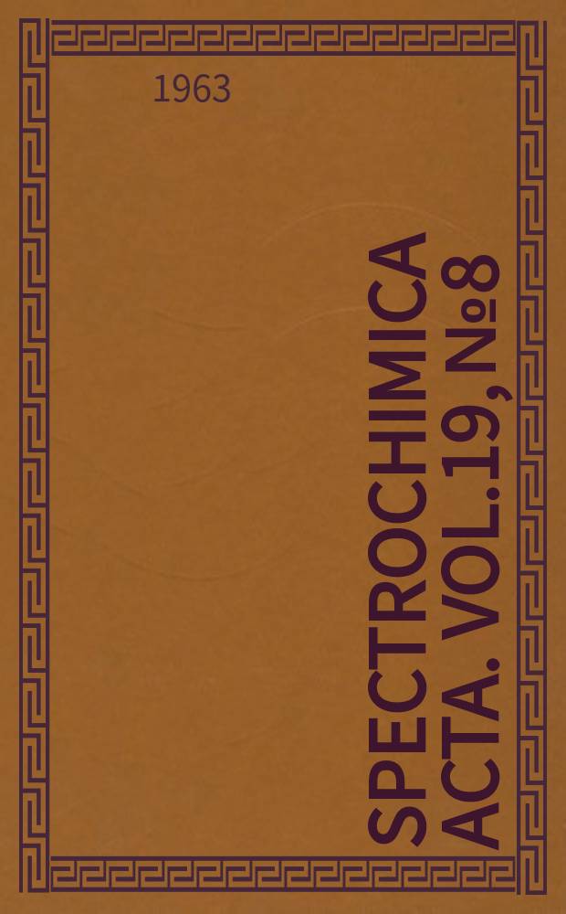 Spectrochimica acta. Vol.19, №8