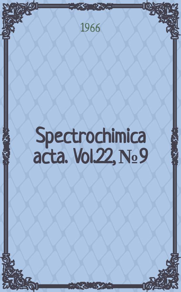 Spectrochimica acta. Vol.22, №9