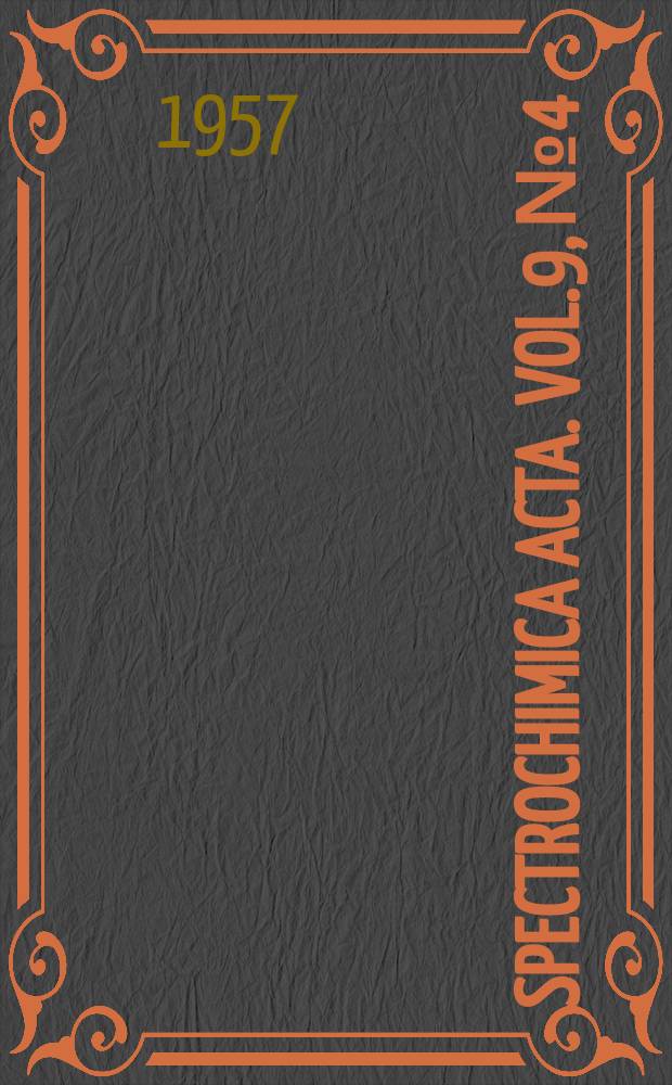 Spectrochimica acta. Vol.9, №4